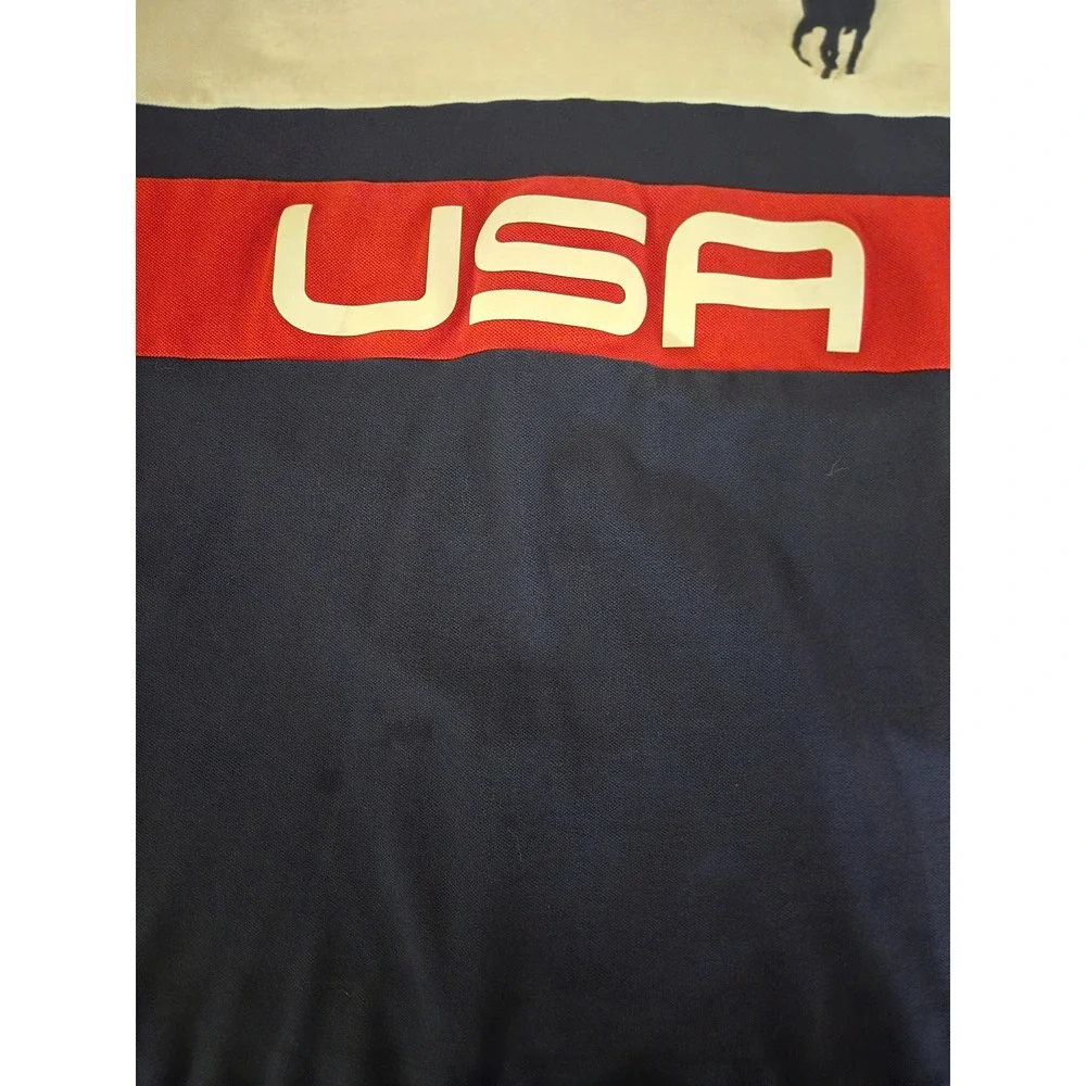 Polo Ralph Lauren Mens XL USA Big Pony Colorblock Slim Fit Polo Shirt White